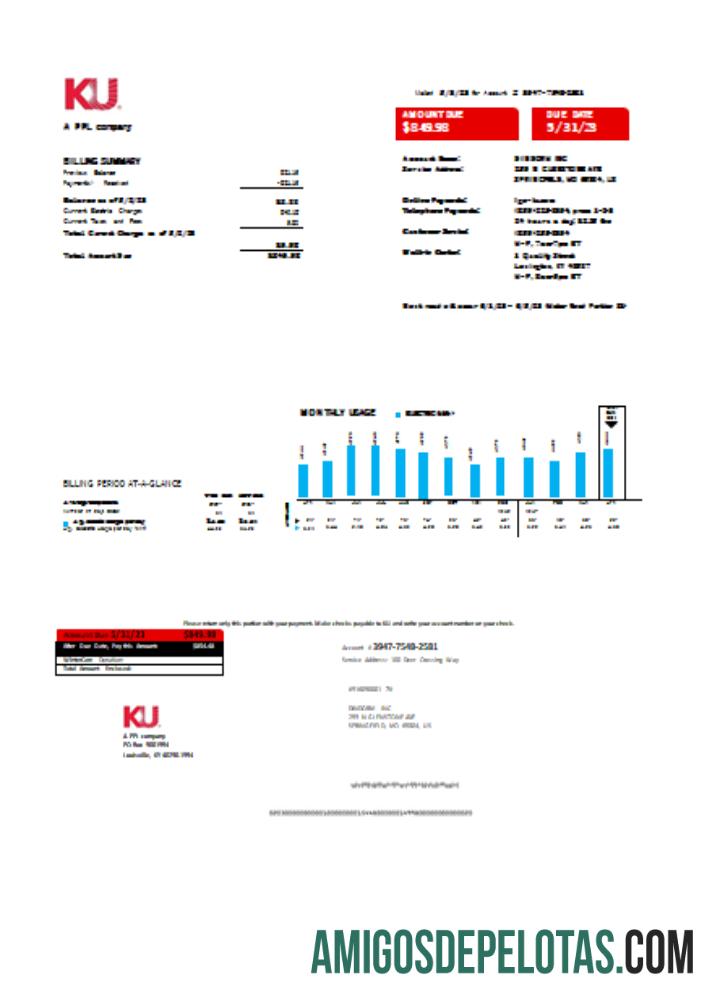 Kentucky Listrik Tagihan bisnis Tagihan, SCR sampel