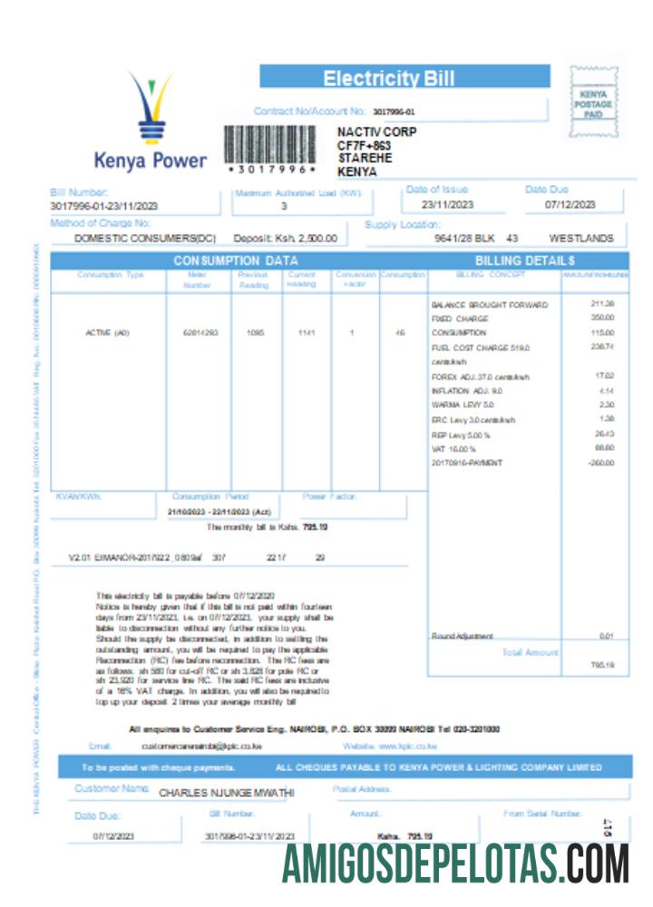 Kenya Power Tagihan bisnis Tagihan, SCR desain