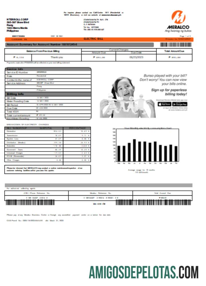 Meralco Filipina Listrik Tagihan bisnis Tagihan, SCR makering