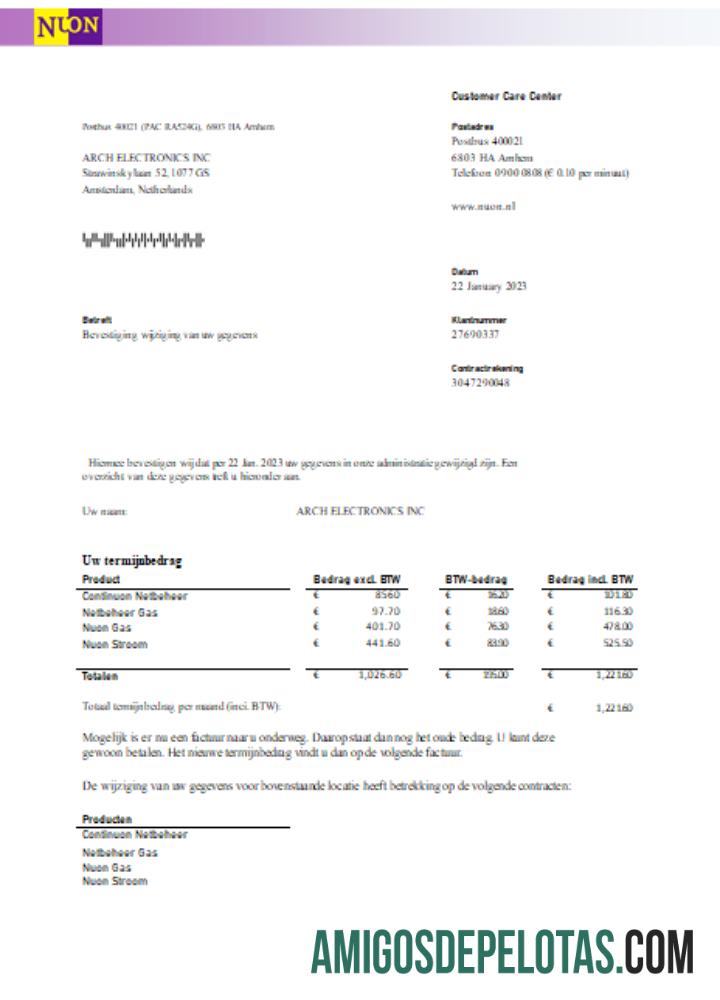 NUON Gas Tagihan bisnis Tagihan SCR makering