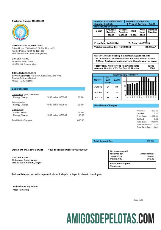 Premium Nigeria Nigerian Listrik Regulatory Commission Listrik bisnis Tagihan Tagihan templat in Word and PDF format