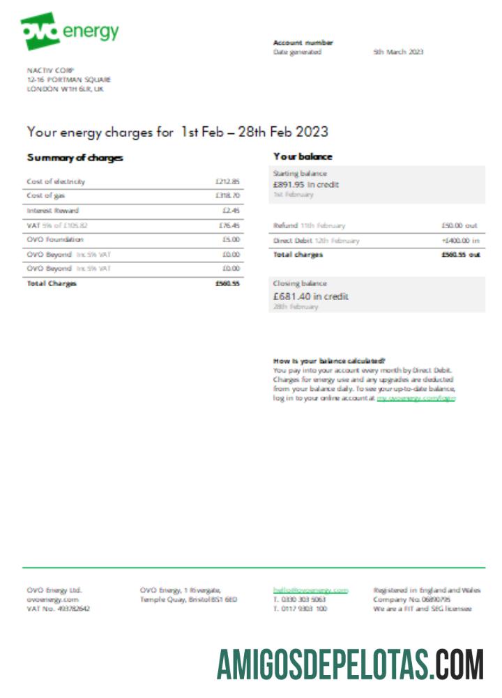 Ovo Energy Listrik bisnis Tagihan, SCR sampel