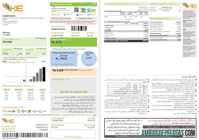 Premium Pakistan KE Listrik bisnis Tagihan Tagihan templat in Word and PDF format, 2 pages