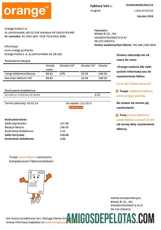 Realistis Polandia Orange bisnis Tagihan Tagihan templat in Word and PDF format