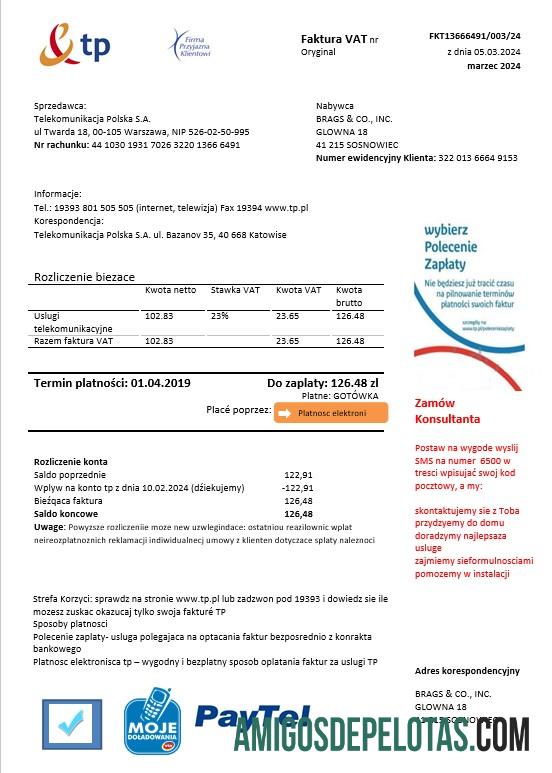 Berkualitas Polandia TP bisnis Tagihan Tagihan templat in Word and PDF format