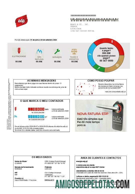 Premium Portugal EDP bisnis Tagihan Tagihan templat in Word and PDF format, good for address prove