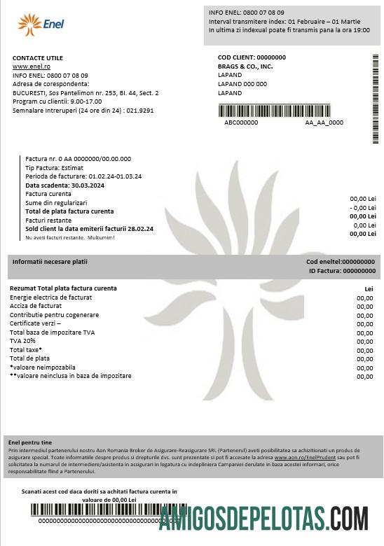 Berkualitas Rumania Enel Listrik proof of address bisnis Tagihan Tagihan templat in Word and PDF format (2)
