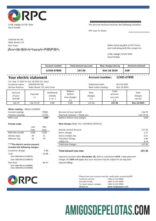 Premium Arab Arab Saudi Rabigh Power Perusahaan bisnis Tagihan Tagihan, Word and PDF templat