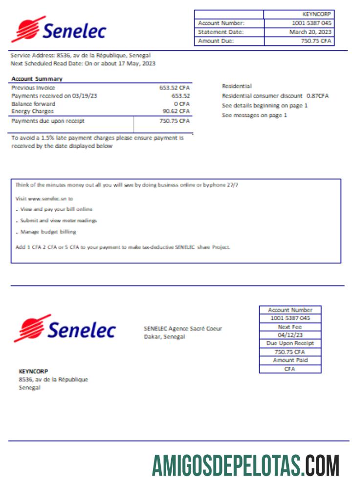 Senelec Agence Sacre╠ü Coeur Perusahaan Listrik Tagihan bisnis Tagihan, SCR makering