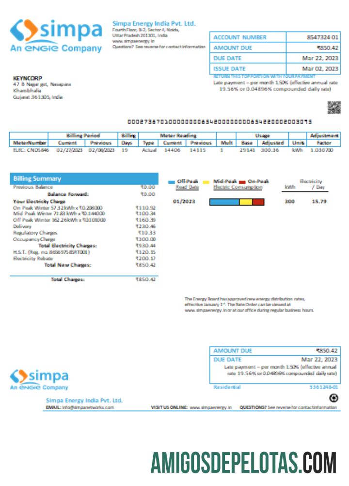 Simpa Energy India Pvt. Ltd Tagihan bisnis Tagihan, SCR makering