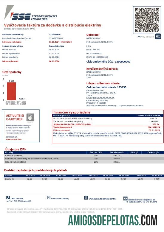 Premium Slovakia Stredoslovenka Energetika bisnis Tagihan Tagihan templat in Word and PDF format