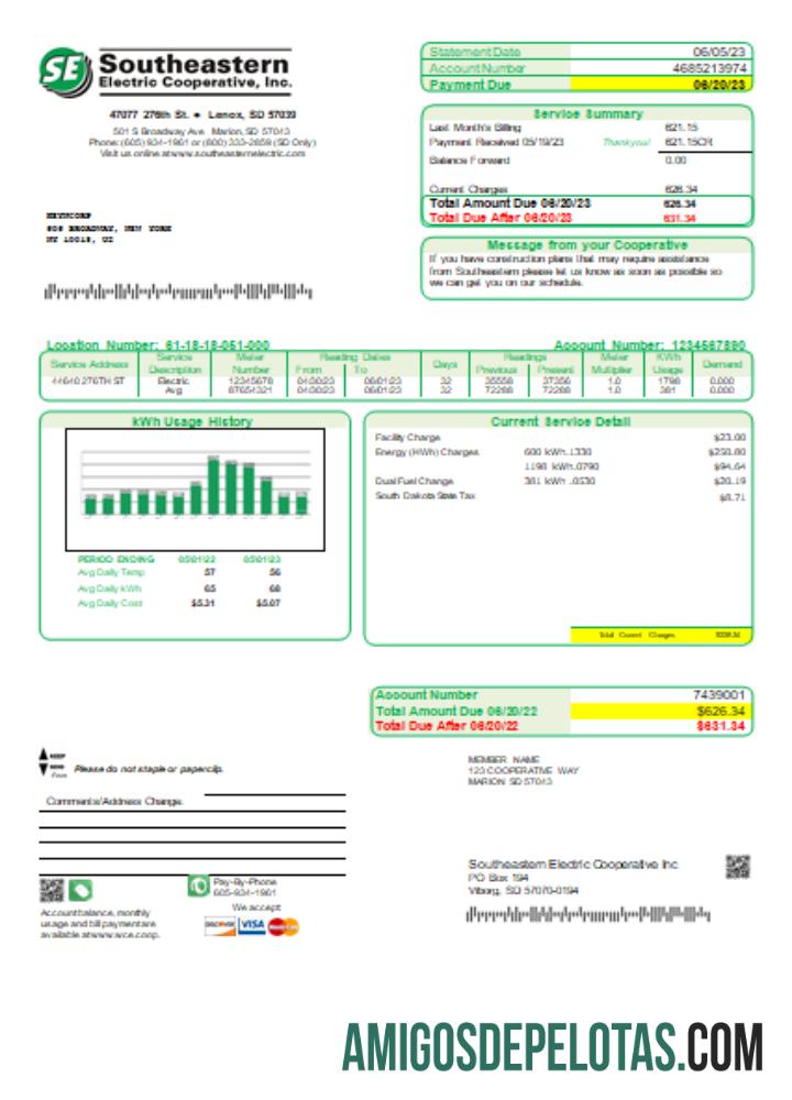 Southeastern Electric Cooperative, Inc. Tagihan bisnis Tagihan, SCR pratinjau