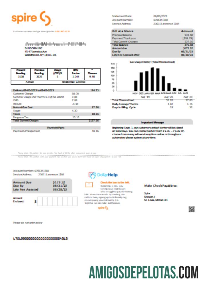 Spire Gas Tagihan bisnis Tagihan, SCR desain