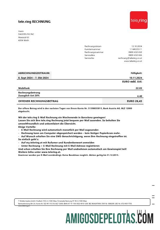 Berkualitas Swedia Tele Ring bisnis Tagihan Tagihan templat in Word and PDF format
