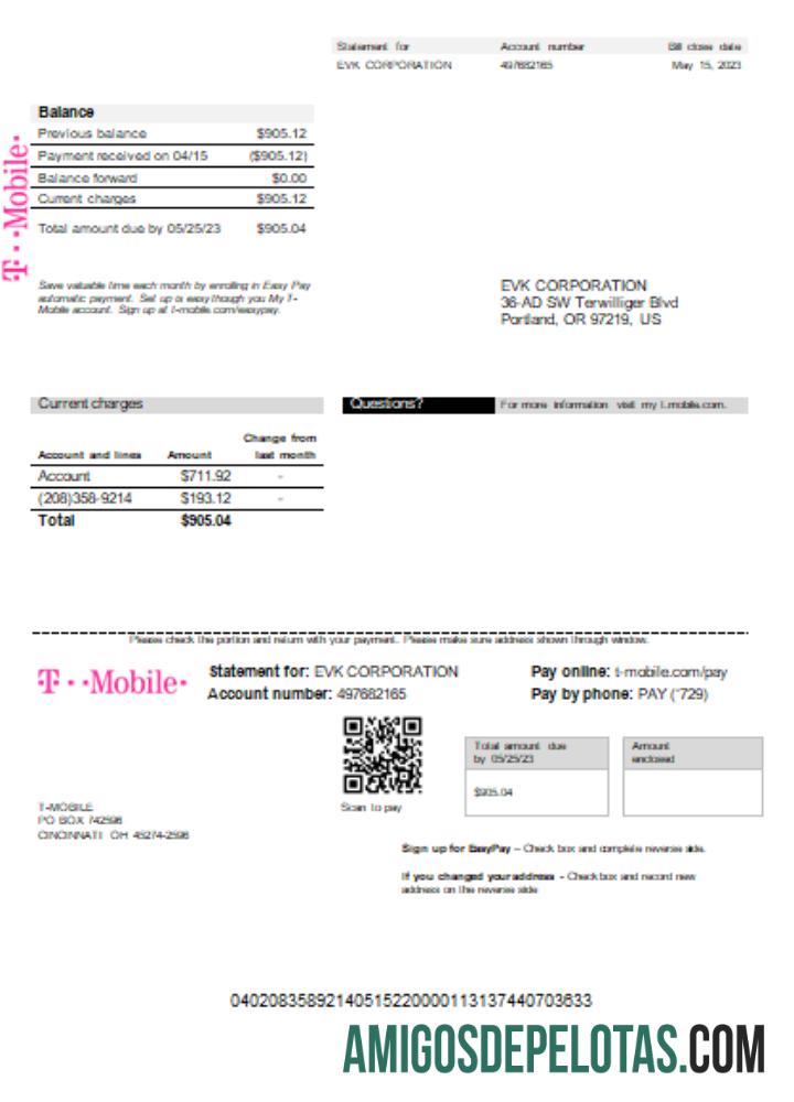 T Mobile US Tagihan bisnis Tagihan SCR desain