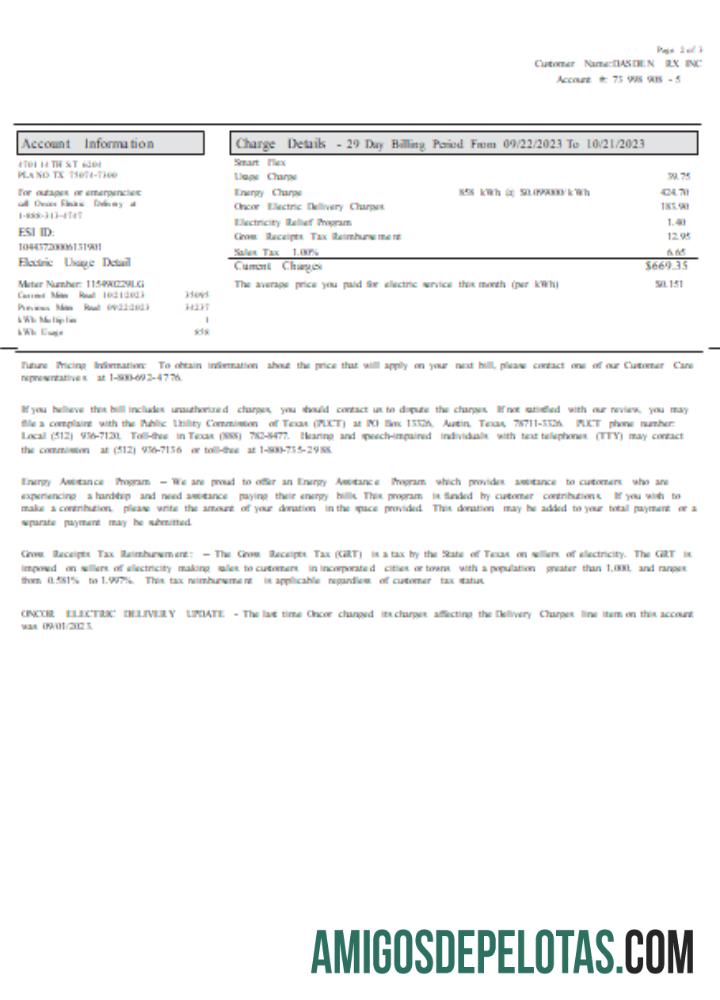 Texas Cirro Energy Tagihan bisnis Tagihan, Halaman 2 , SCR templat