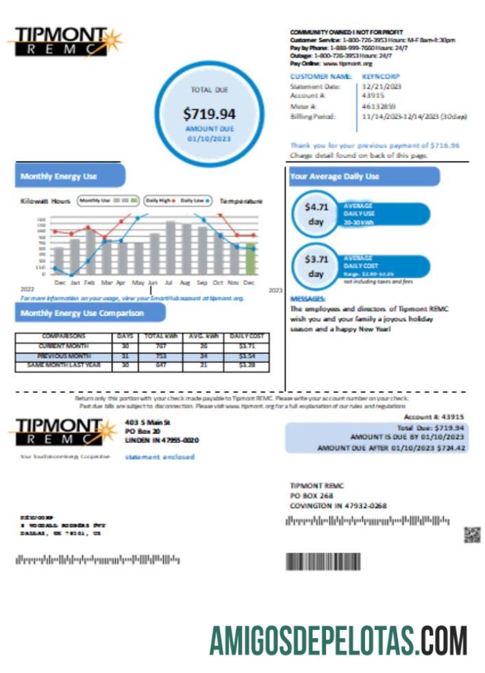 Tipmont REMC Tagihan bisnis Tagihan, SCR templat