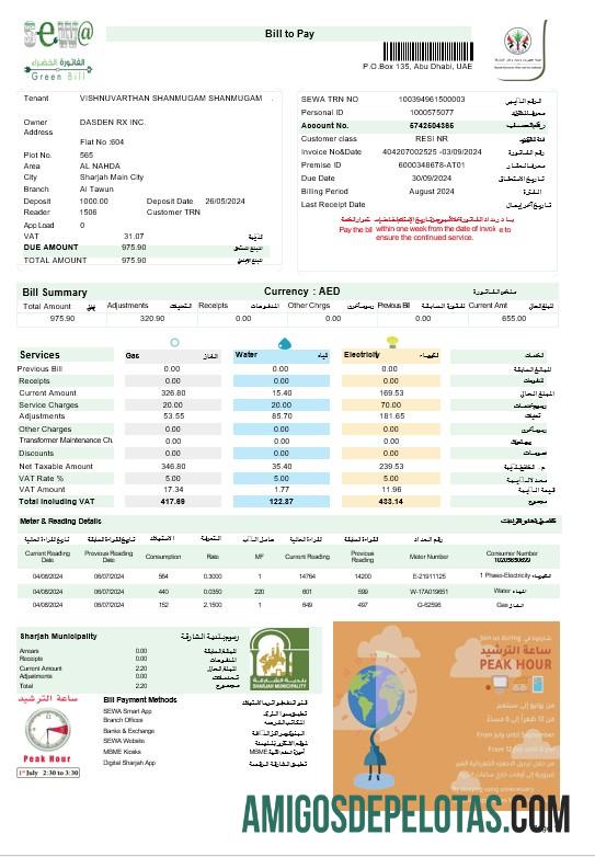Premium UEA ABU DHABI DISTRIBUTION CO. bisnis Tagihan Tagihan Word and PDF templat