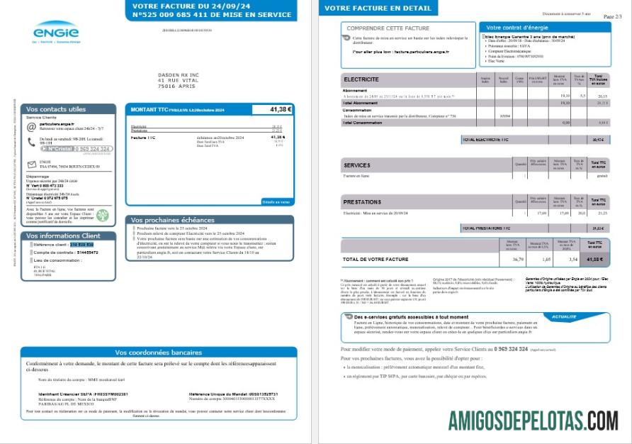 Realistis Inggris Raya ENGIE bisnis Tagihan Tagihan Word and PDF templat 1 2