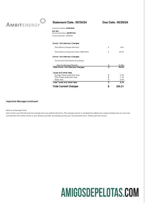 Dapat Diedit AS Ambit Energy bisnis Tagihan Tagihan Word and PDF templat 3 Halaman