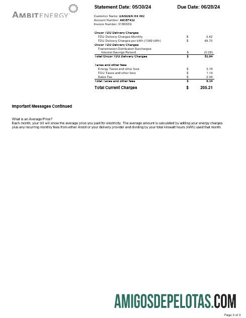 Premium AS Ambit Energy bisnis Tagihan Tagihan Word and PDF templat 3