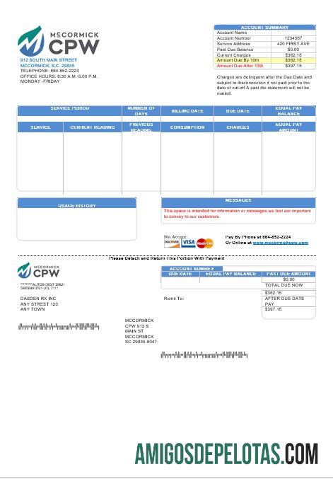 Dapat Diedit AS CPW bisnis Tagihan Tagihan templat in Word and PDF format