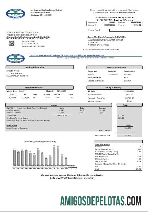 Berkualitas AS California Las Virgenes Municipal Air District bisnis Tagihan Tagihan templat in Word and PDF format
