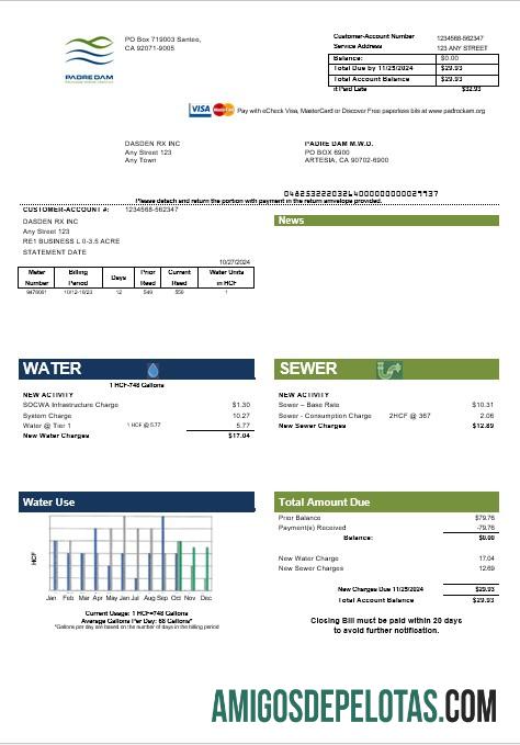 Premium AS California Padredam bisnis Tagihan Tagihan templat in Word and PDF format