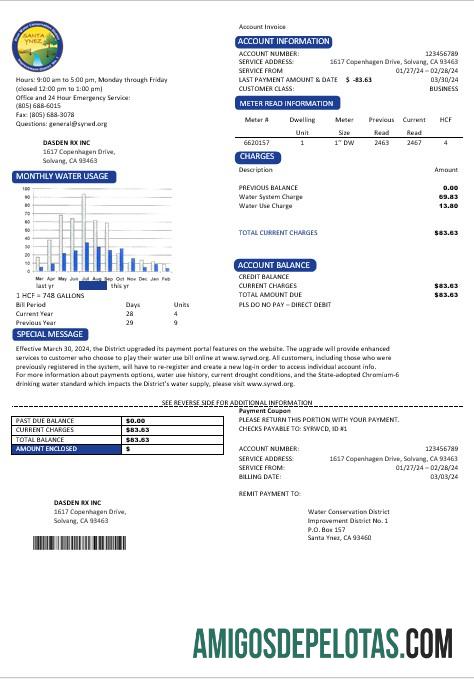 Berkualitas AS California Santa Ynez Air bisnis Tagihan Tagihan templat in Word and PDF format
