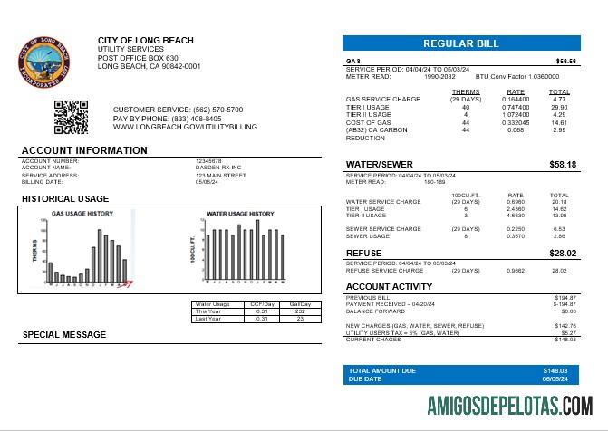 Premium AS City of Long Beach bisnis Tagihan Tagihan templat in Word and PDF format