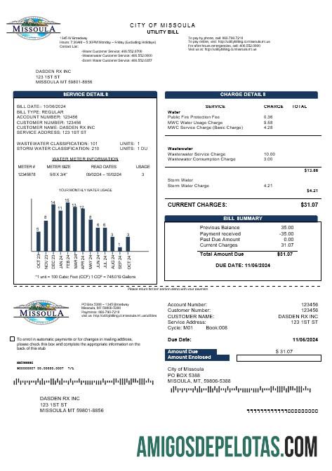 Profesional AS City of Missoula bisnis Tagihan Tagihan templat in Word and PDF format