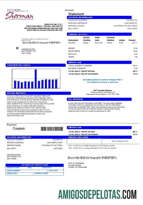 Dapat Diedit AS City of Sherman bisnis Tagihan Tagihan templat in Word and PDF format