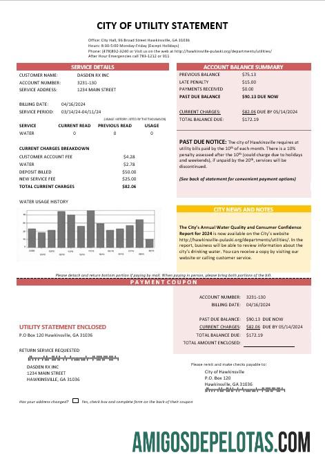 Profesional AS City of Tagihan laporan Air bisnis Tagihan Tagihan templat in Word and PDF format