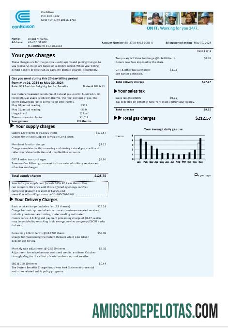 Berkualitas AS Con Edison Gas bisnis Tagihan Tagihan templat in Word and PDF format