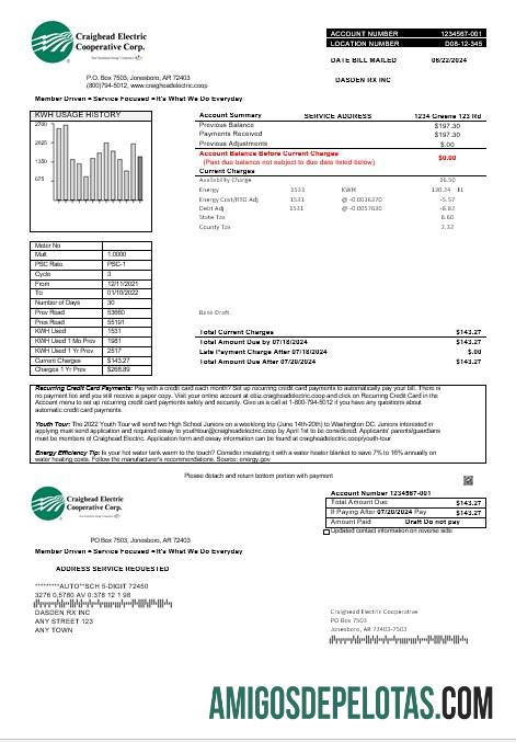 Premium AS Craighead Electric bisnis Tagihan Tagihan templat in Word and PDF format
