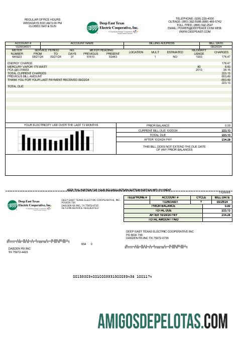 Dapat Diedit AS Deep East Texas Electric bisnis Tagihan Tagihan templat in Word and PDF format