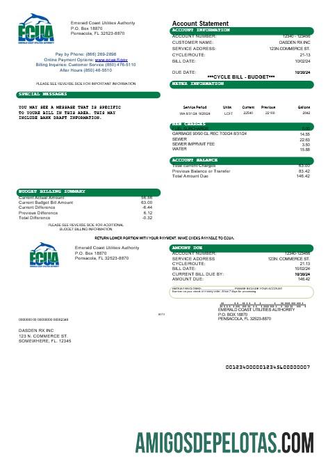 Realistis AS ECUA bisnis Tagihan Tagihan templat in Word and PDF format