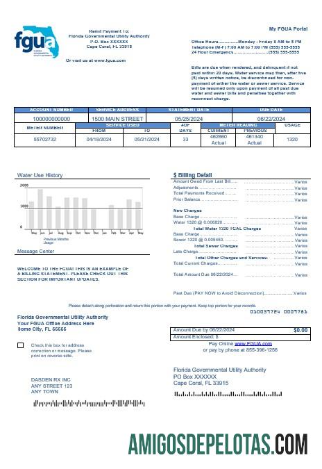 Berkualitas AS Florida FGUA bisnis Tagihan Tagihan templat in Word and PDF format