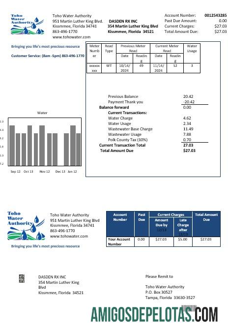 Dapat Diedit AS Florida Toho Air Authority bisnis Tagihan Tagihan templat in Word and PDF format