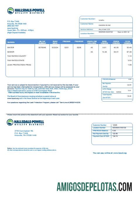 Berkualitas AS Hallsdale Powell bisnis Tagihan Tagihan templat in Word and PDF format