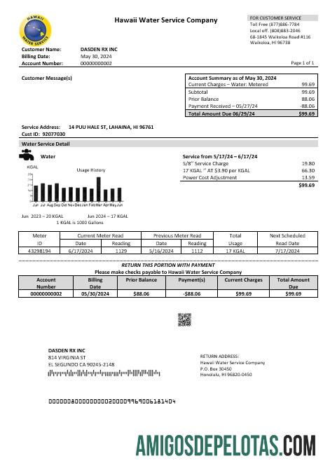 Dapat Diedit AS Hawaii Air layanan Perusahaan bisnis Tagihan Tagihan templat in Word and PDF format