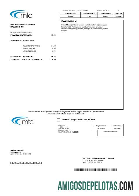 Berkualitas AS Illinois MTC bisnis Tagihan Tagihan templat in Word and PDF format