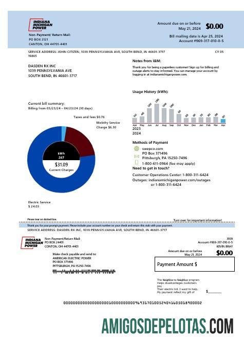 Realistis AS Indiana Listrik bisnis Tagihan Tagihan templat in Word and PDF format