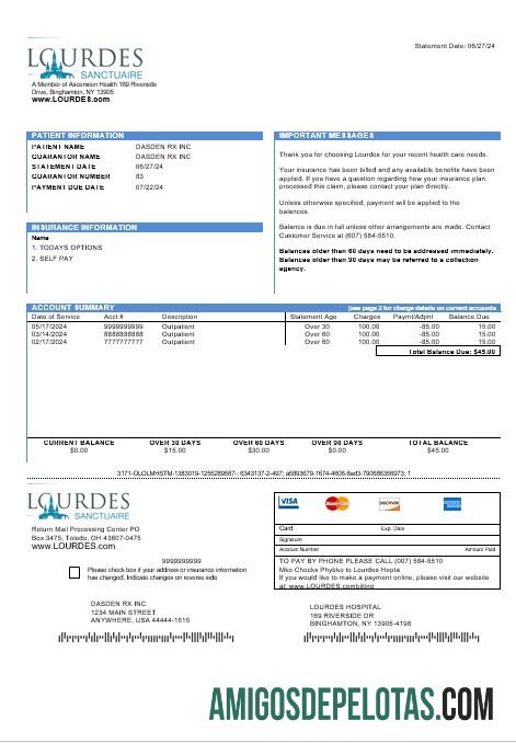 Realistis AS Lourdes bisnis Tagihan Tagihan templat in Word and PDF format