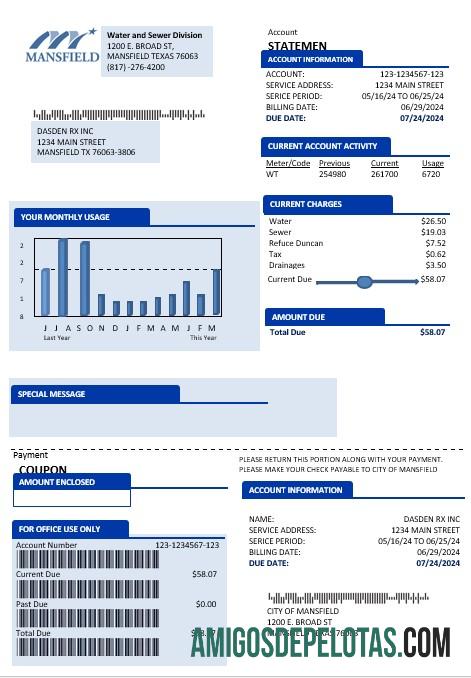 Premium AS Mansfield Texas bisnis Tagihan Tagihan templat in Word and PDF format