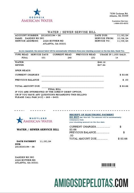 Premium AS Maryland Georgia Air bisnis Tagihan Tagihan templat in Word and PDF format