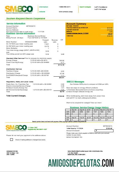 Premium AS Maryland SMECO bisnis Tagihan Tagihan templat in Word and PDF format