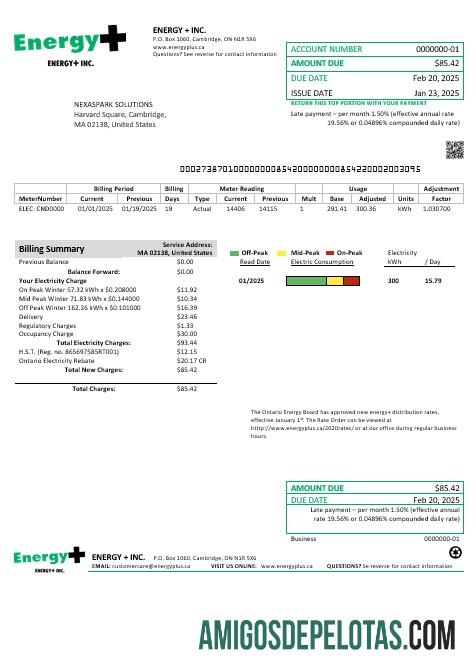 Dapat Diedit AS Massachusetts Energy Plus Listrik bisnis Tagihan Tagihan templat in Word and PDF format
