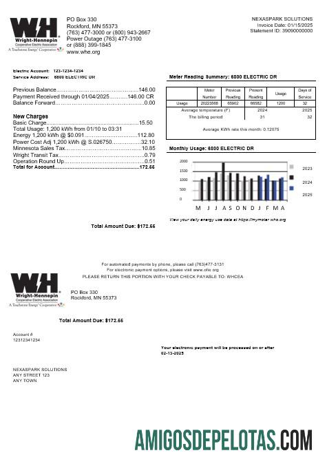 Berkualitas AS Minnesota Wright Hennepin bisnis Tagihan Tagihan templat in Word and PDF format