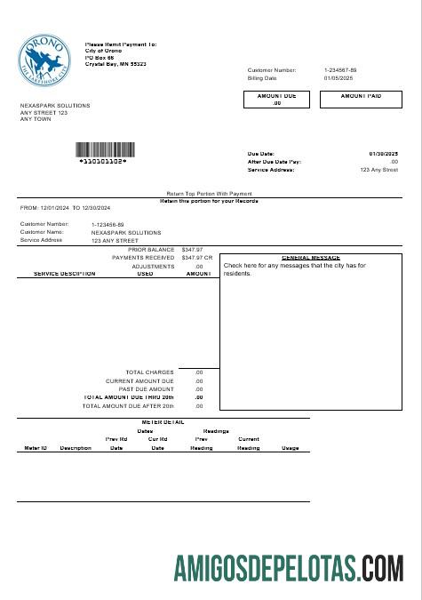Dapat Diedit AS Nevada Orono The Lakehore City bisnis Tagihan Tagihan templat in Word and PDF format